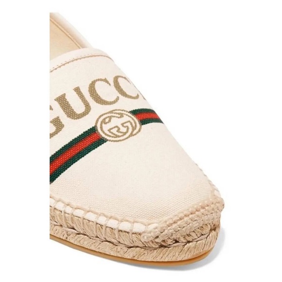 New Gucci canvas logo print canvas espadrilles flats - Picture 2 of 9